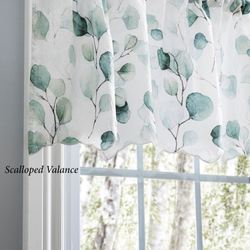 Lathrop Semi Sheer Scalloped Valance Off White 48 x 15