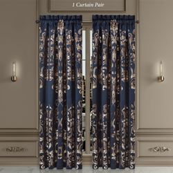Caruso Wide Tailored Curtain Pair Midnight Blue 100 x 84