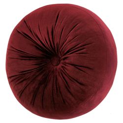 Montecito II Pleated Tufted Pillow Merlot Round