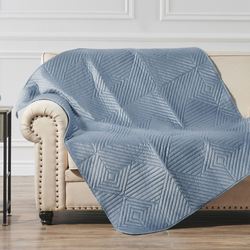 Riviera Velvet Throw Blanket Blue 50  x 60