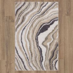 Serpentine Rectangle Bath Rug Beige