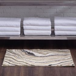 Serpentine Rectangle Bath Rug Beige