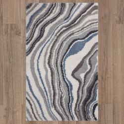 Serpentine Rectangle Bath Rug Cerulean Blue