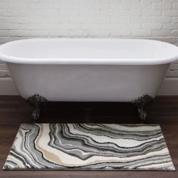 Serpentine Rectangle Bath Rug Gray