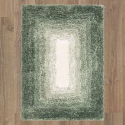 Ombre Border Rectangle Bath Rug Seafoam