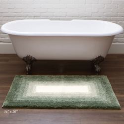 Ombre Border Rectangle Bath Rug Seafoam