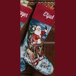 Delivering Christmas Tapestry Stocking Red