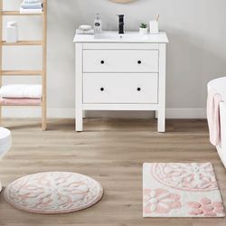 Casablanca Medallion Rectangle Bath Rug Pink 30 x 20