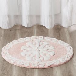 Casablanca Medallion Oval Bath Rug Pink 34 x 21