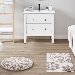 Casablanca Medallion Rectangle Bath Rug Taupe 30 x 20