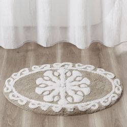 Casablanca Medallion Oval Bath Rug Taupe 34 x 21