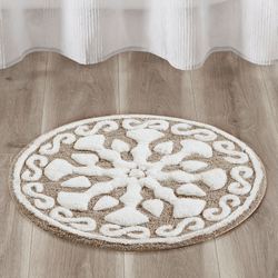 Casablanca Medallion Round Bath Rug Taupe 25 Dia