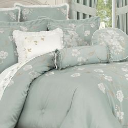 Spring Garden Embroidered Comforter Set Aqua Mist