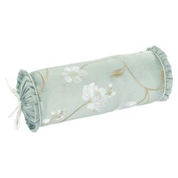 Spring Garden Embroidered Neckroll Pillow Aqua Mist