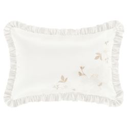 Spring Garden Embroidered Rectangle Pillow White