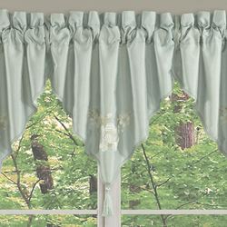 Spring Garden Embroidered Ascot Valance Aqua Mist 40 x 21