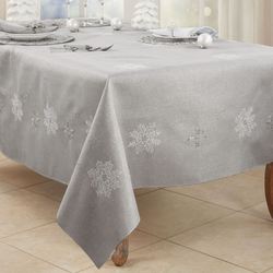 Shimmer Snowflake Oblong Tablecloth Silver