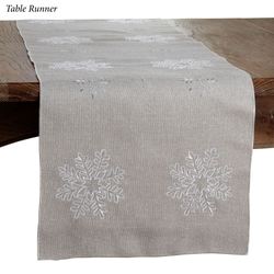 Shimmer Snowflake Oblong Tablecloth Silver