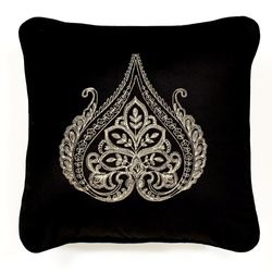 Fenmore Embroidered Pillow Black 18 Square