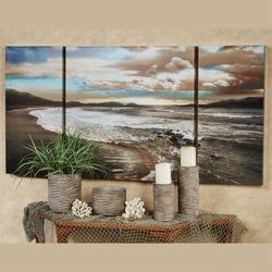 Coastal Serenity Triptych Canvas Wall Art Multi Cool Set of Three