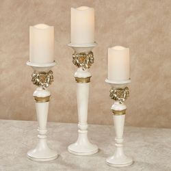 Abiline Candleholders Ivory/Gold Set of Three