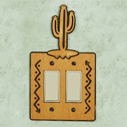 Cactus Double Dimmer Rocker Switch Golden Birch