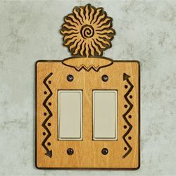 Sun Double Dimmer Rocker Switch Golden Birch