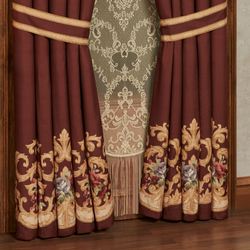 Savonnerie Wide Tailored Curtain Pair Cordovan 100 x 84