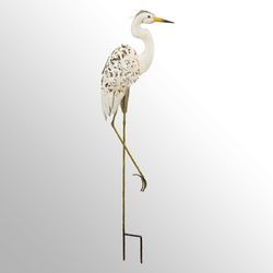 Egret Solar Bird Sculpture White