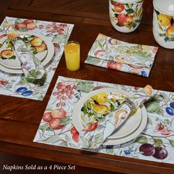 In the Orchard Fruit Oblong Tablecloth Multi Bright