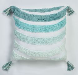Horizon Aqua Tasseled Tailored Pillow 18 Square