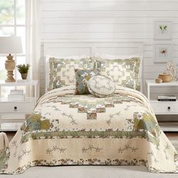 Olivia Patchwork Bedspread Multi Warm