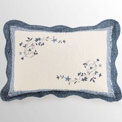 Charlotte Embroidered Flanged Sham Blue