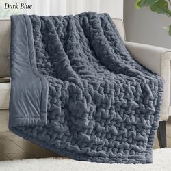 Ruched Faux Fur Throw Blanket 50 x 60