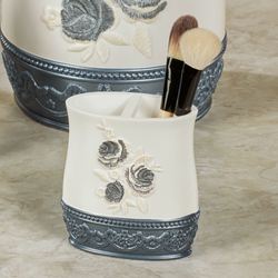 Blossom Rose Brush Holder Steel Blue