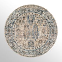 Amir Mirabel Round Rug Blue