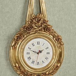 Ribbons and Roses Wall Clock Venetian Gold