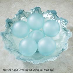 Frosted Aqua Glass Orbs Set of Six