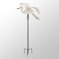 Egret Bouncie Outdoor Sculpture White