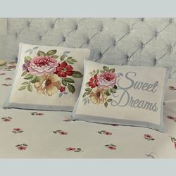Bouquet Decorative Pillow Set of Two Ecru