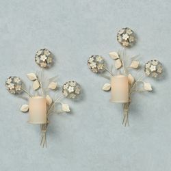 Hydrangea Wall Sconce Pair Creamy Gold