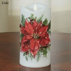 Poinsettia LED Candle Red