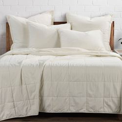 Stonewashed Cotton Mini Coverlet Set Ivory