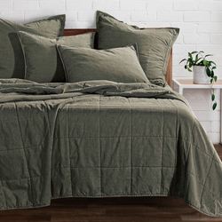 Stonewashed Cotton Mini Coverlet Set Sage