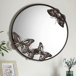 Butterfly Round Wall Mirror Antique Bronze