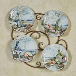 Coastal Landscape Dessert Plates Multi Earth Set of Four