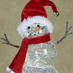 Glitter Swirl Snowman Table Accent Clear