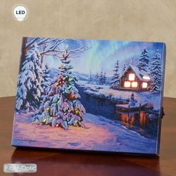 Christmas Woodland Cabin Tabletop Canvas Multi Bright