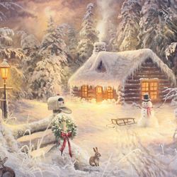 Holiday Home Lighted Print Multi Earth
