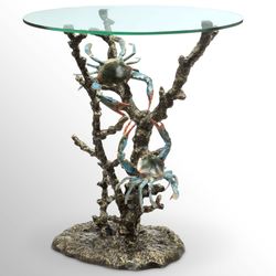 Crab Art Accent Table Blue